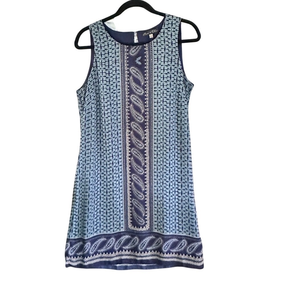 Rose & Olive Navy Blue Paisley Medallion Shift Dress Sleeveless Size 10‎ Boho